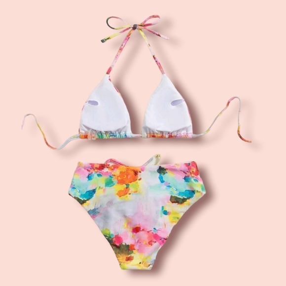 Triangle bikini swimsuit.  with front lace. Size S. - Picture 3 of 16